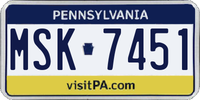 PA license plate MSK7451