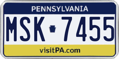 PA license plate MSK7455