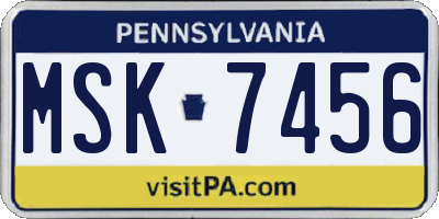 PA license plate MSK7456