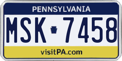 PA license plate MSK7458