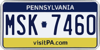PA license plate MSK7460