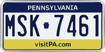 PA license plate MSK7461