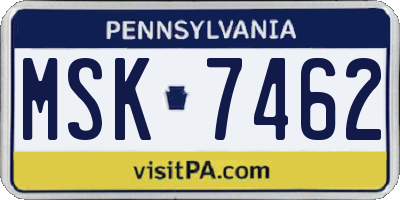 PA license plate MSK7462