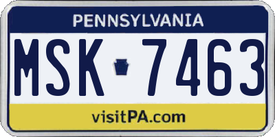 PA license plate MSK7463