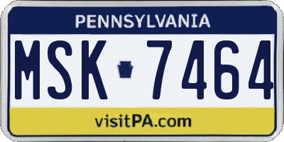 PA license plate MSK7464