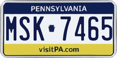PA license plate MSK7465