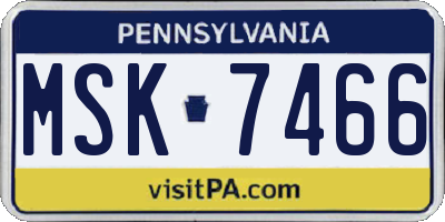PA license plate MSK7466