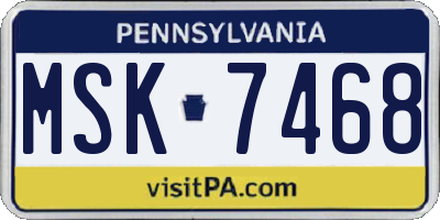 PA license plate MSK7468