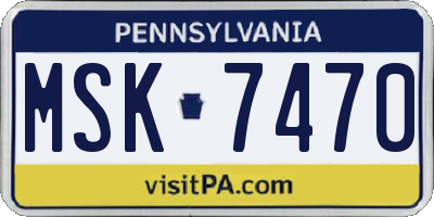PA license plate MSK7470