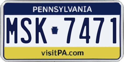 PA license plate MSK7471