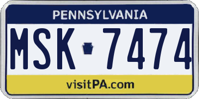 PA license plate MSK7474