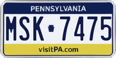 PA license plate MSK7475