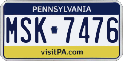PA license plate MSK7476
