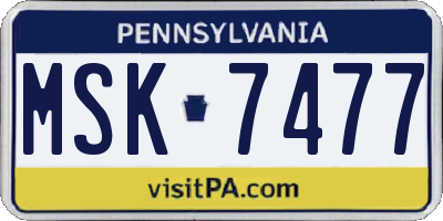 PA license plate MSK7477