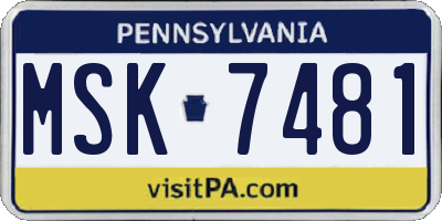 PA license plate MSK7481