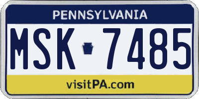 PA license plate MSK7485