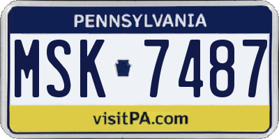 PA license plate MSK7487
