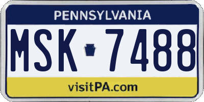 PA license plate MSK7488
