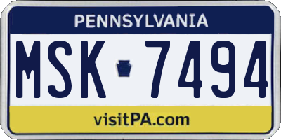 PA license plate MSK7494