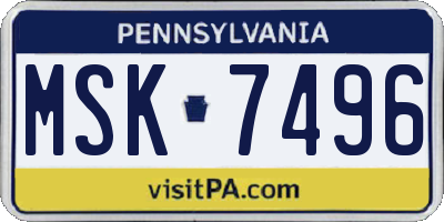PA license plate MSK7496