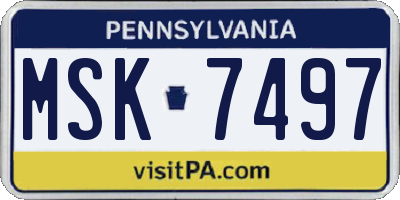PA license plate MSK7497
