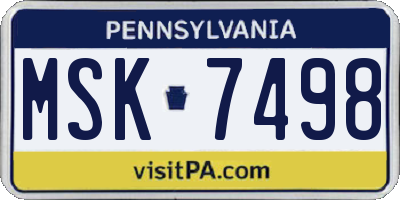 PA license plate MSK7498