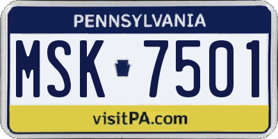 PA license plate MSK7501
