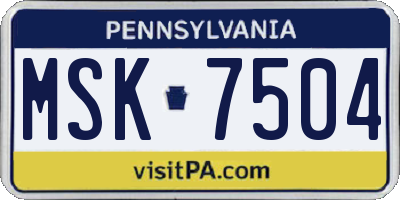 PA license plate MSK7504