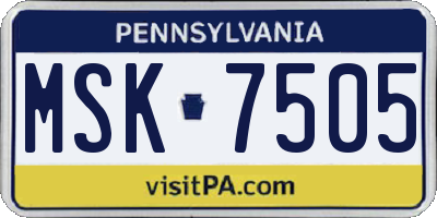 PA license plate MSK7505