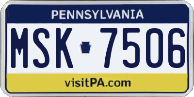 PA license plate MSK7506