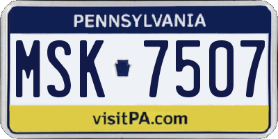 PA license plate MSK7507