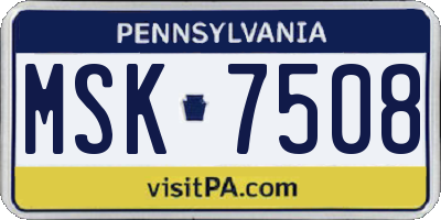 PA license plate MSK7508