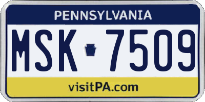 PA license plate MSK7509