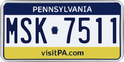 PA license plate MSK7511