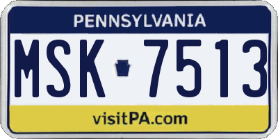 PA license plate MSK7513