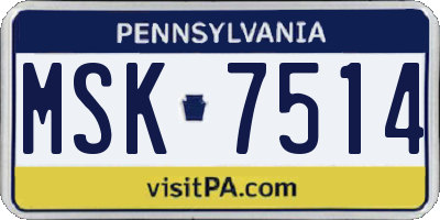 PA license plate MSK7514