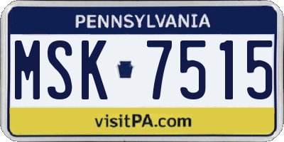 PA license plate MSK7515