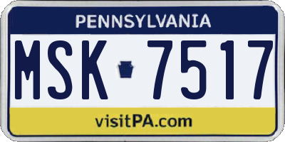 PA license plate MSK7517