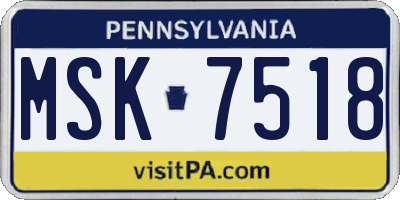 PA license plate MSK7518