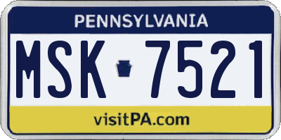 PA license plate MSK7521