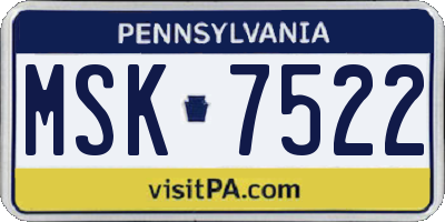 PA license plate MSK7522