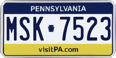 PA license plate MSK7523