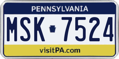 PA license plate MSK7524