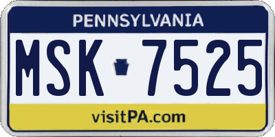 PA license plate MSK7525