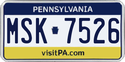 PA license plate MSK7526