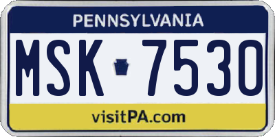 PA license plate MSK7530