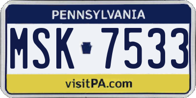 PA license plate MSK7533