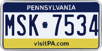 PA license plate MSK7534