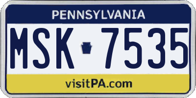 PA license plate MSK7535