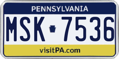 PA license plate MSK7536